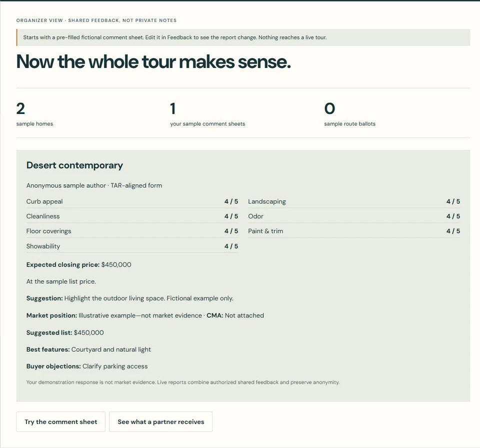 Actual ListingTrail practice screen: The useful part afterward.